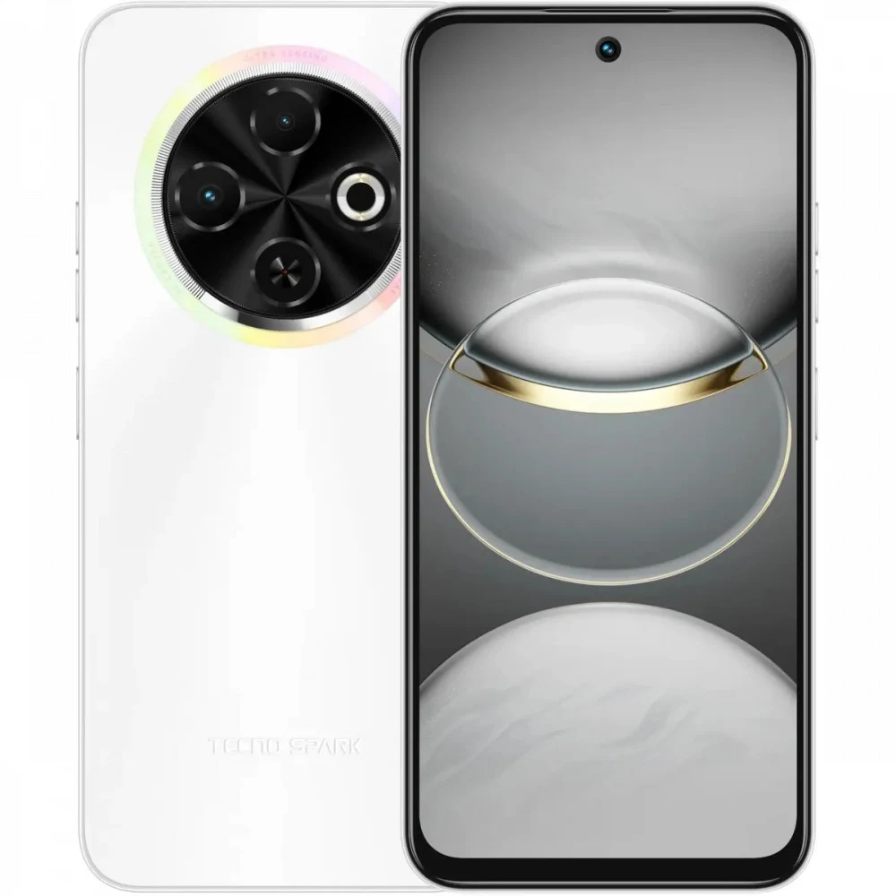 Смартфон Tecno Spark 30C 128Gb 4Gb белый моноблок 3G 4G 2Sim 6.67" 720x1600 Android 13 48Mpix 802.11 a/b/g/n/ac NFC GPS GSM900/1800 GSM1900 TouchSc Protect VidConf FM A-GPS microSD max1024Gb