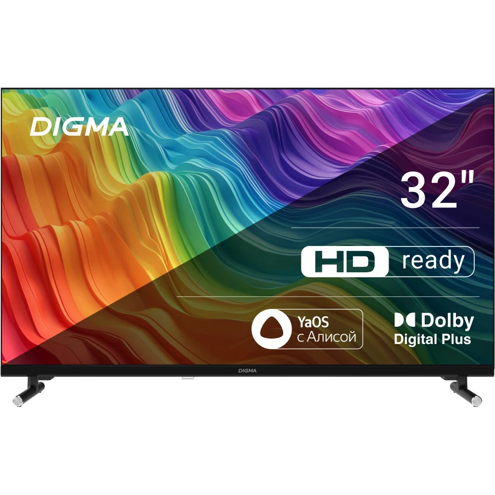 Телевизор LED/ Телевизор LED Digma 32" DM-LED32SBB32 Яндекс.ТВ Frameless Metal черный/черный HD 60Hz DVB-T DVB-T2 DVB-C DVB-S DVB-S2 USB WiFi Smart TV (RUS)