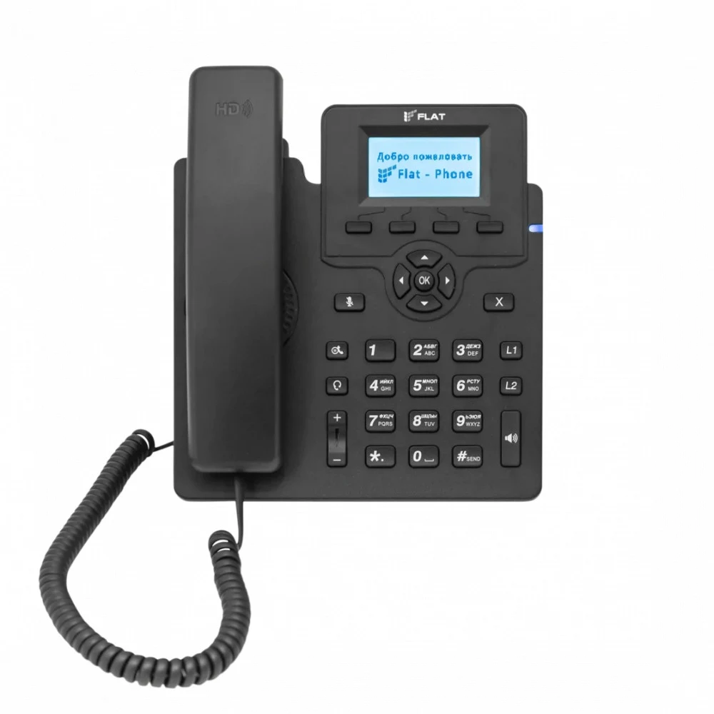 IP-телефон Flat-Phone C10: 2 SIP-аккаунта, 2 порта 10/100BASE-T (RJ-45), ЖК-дисплей, PoE