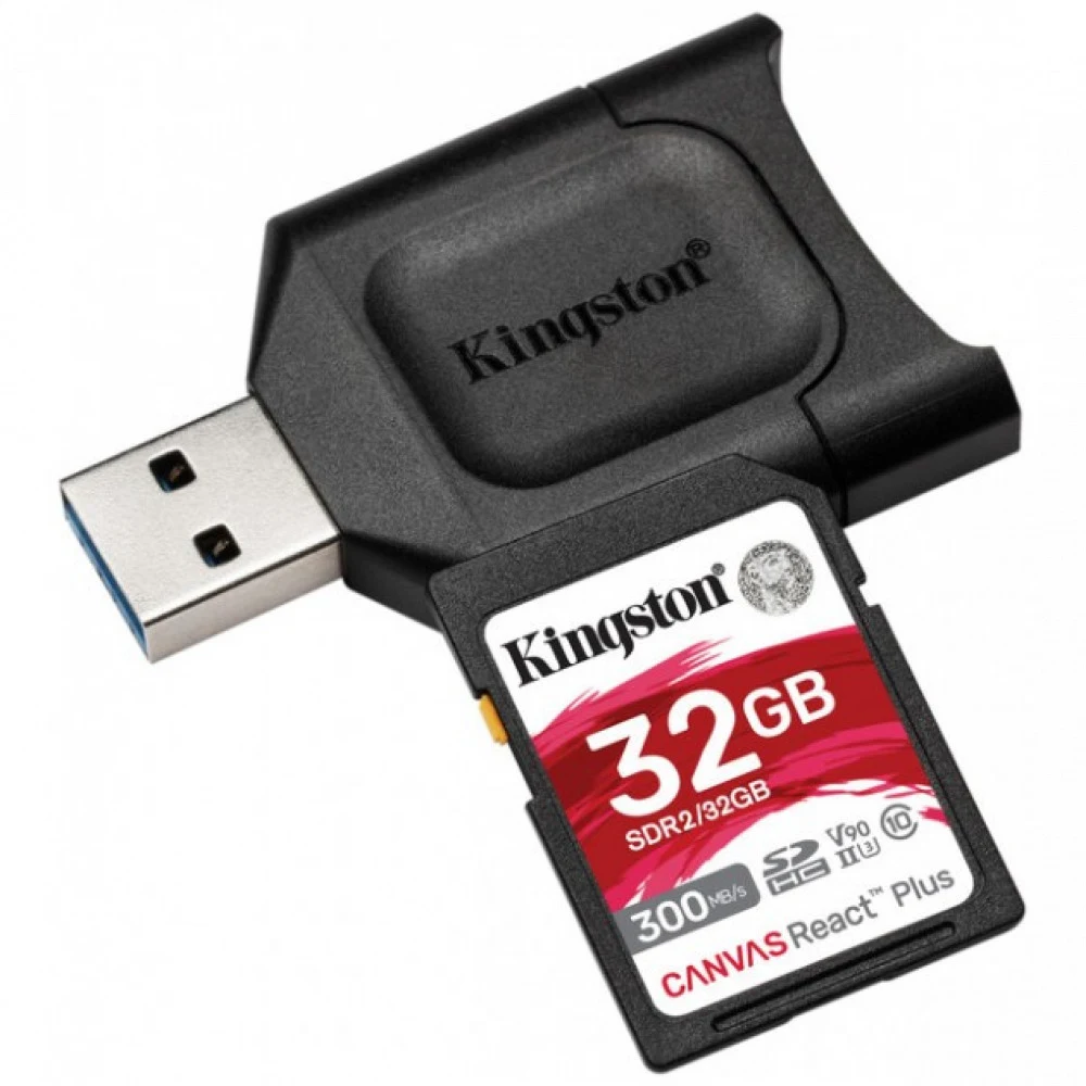 Флеш карта SDHC 32Gb Kingston, UHS-II Class U3 V90, чтение: 300Мб/с, запись: 260Мб/с <SDR2/32GB>
