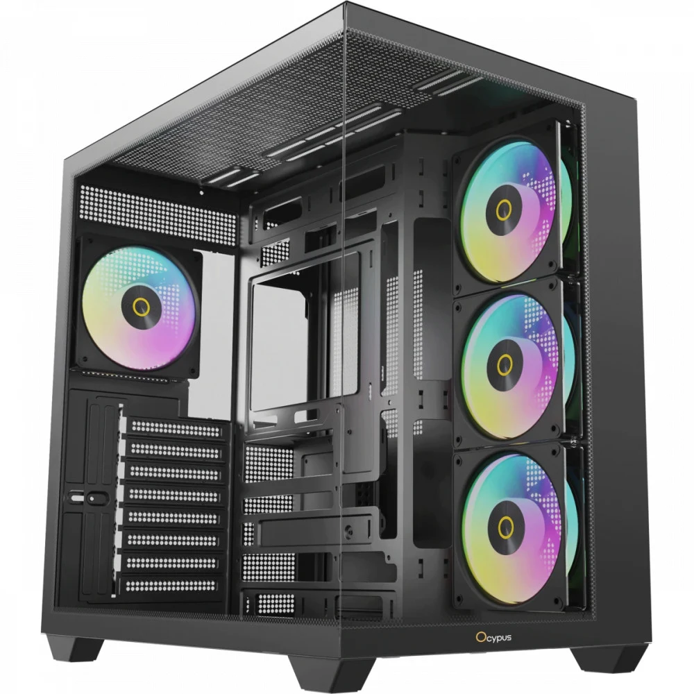 Корпус ПК без блока питания/ Case Ocypus Gamma C74 BK ARGB, Midi-Tower, TG, 4x120mm ARGB, 2xUSB-A 3.0 + 1xUSB-C 3.1, ATX, mATX, mITX Black
