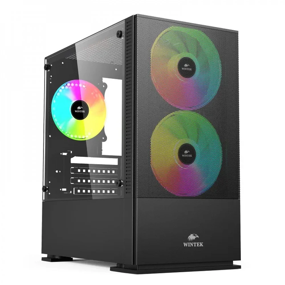 Корпус Wintek Shadow 701-B TG, MiniTower, mATX, Black, 2x3.5"/2x2.5" HDD, 2xUSB, 1xUSB3.0, Mic+Audio