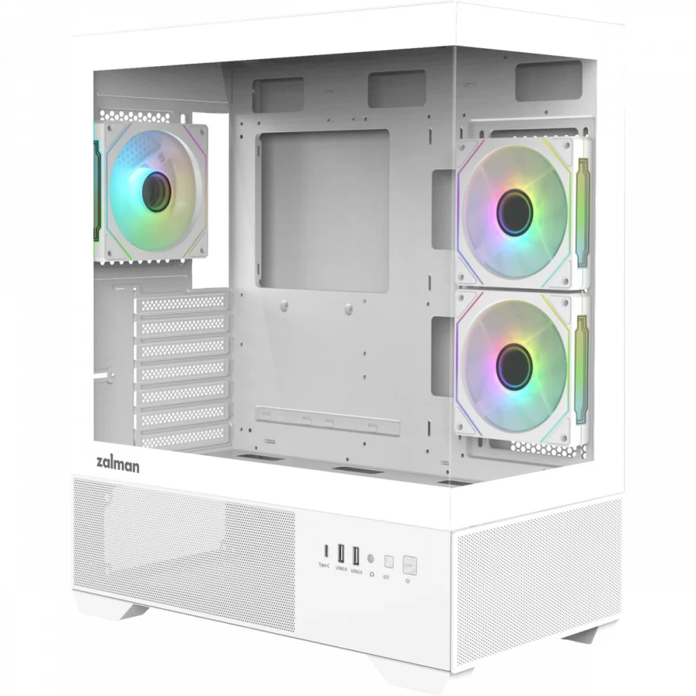 Компьютерный корпус, Zalman, CHRONIX White, Mid Tower, ATX/mATX/Mini-ITX, USB 2.0 *1, USB 3.0*1, Type-C*1, HD Audio, 3*120 ARGB вентиляторы, Высота процессорного кулера до 165мм, Длина VGA до 410мм,