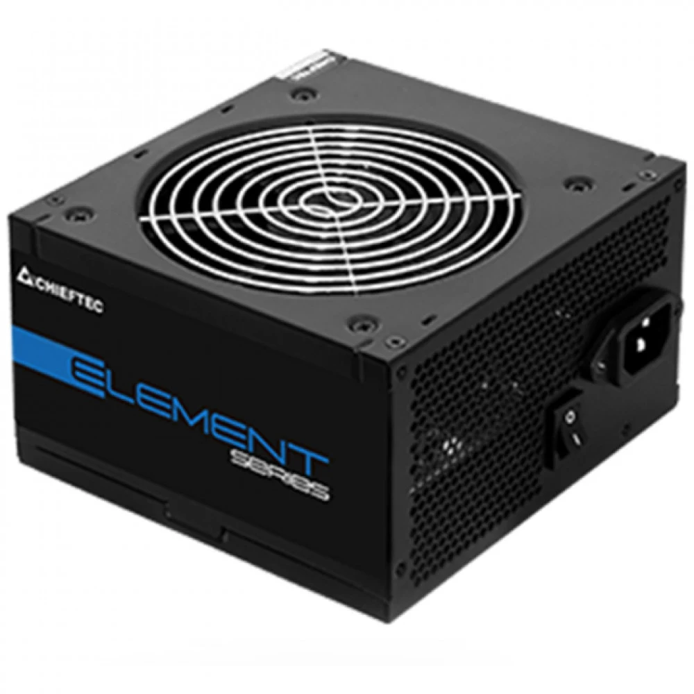 Блок питания, Chieftec, Element, ELP-400S, 400W, ATX, non-Modular, 24pin, 3 x SATA, 2 x Molex, 8pin PCIe(6+2) x 1, 8pin EPS(4+4) x 1, Вентилятор 12см, Черный