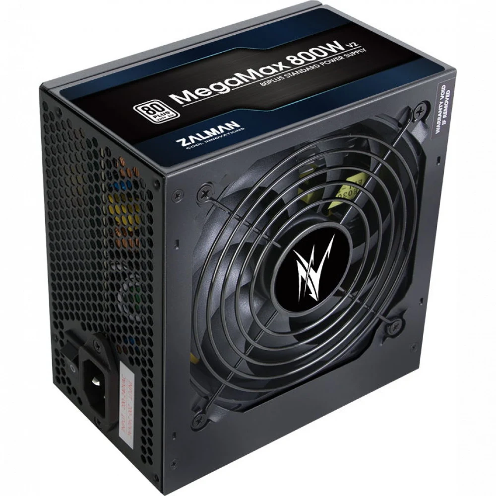 Блок питания ZALMAN 800W MegaMaxII black (ATX, 80+, APFC, 20+4P, 4xPCIe 6+2P, 4хMolex, 8xSATA, 120mm fan, RTL) (ZM800-TXII)