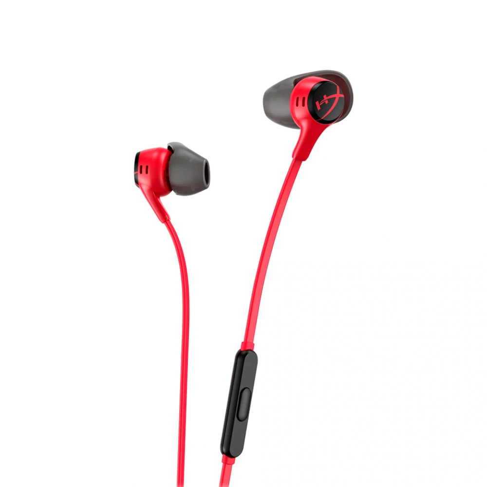 Наушники с микрофоном, HyperX, 705L8AA, Cloud Earbuds II Red, Микрофон, Пульт управления треками, звонками и громкостью, Динамики 14.3 мм с неодимовыми магнитами, 3.5 Mini Jack, Чехол, Красный
