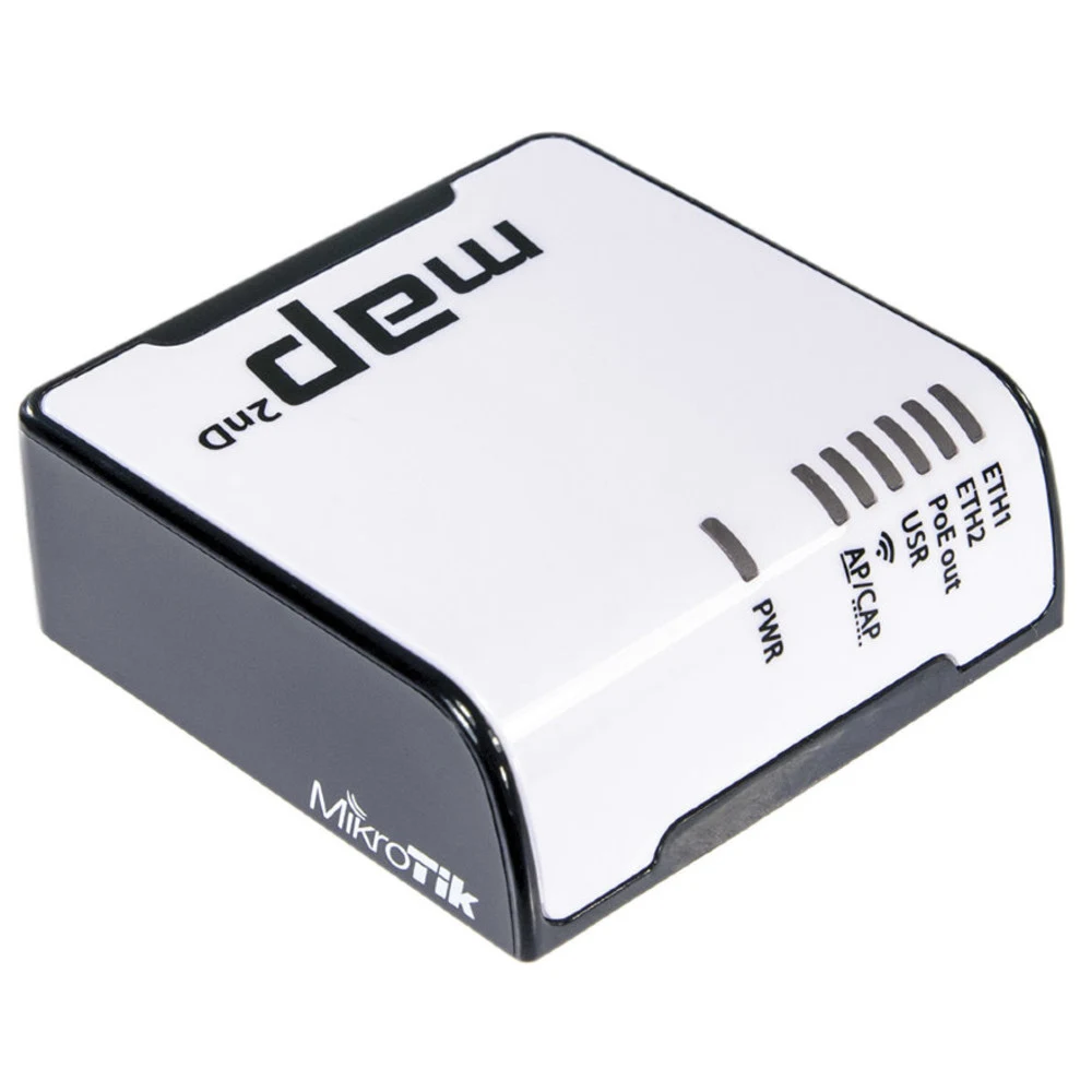 Точка доступа wi-fi MikroTik mAP with AR9531 650MHz CPU, 64MB RAM, 2xLAN, built-in 2.4Ghz 802.11bgn Dual Chain wireless with integrated antennas, microUSB, RouterOS L4, plastic case, PSU , POE-out