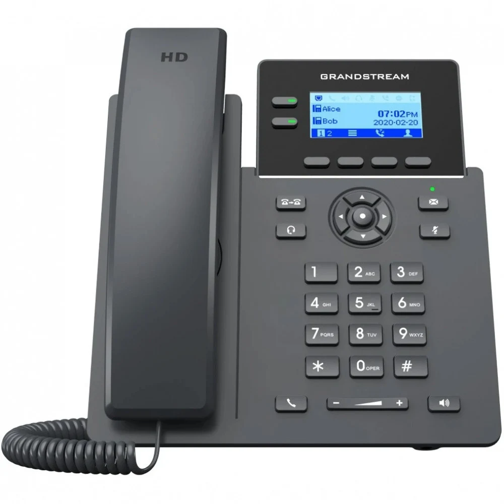 Grandstream GRP2602 - IP телефон. 4 SIP аккаунта, 2 линии, есть подсветка экрана, два коммутируемых 10/100 Мбит/с Ethernet порта, 132 x 48 точек (2.21 дюйма’) графический ЖК-дисплей с подсветкой, По