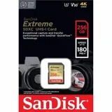 Карта памяти SanDisk Extreme SD UHS I 256GB Card for 4K Video for DSLR and Mirrorless Cameras 180MB/s Read & 130MB/s Write