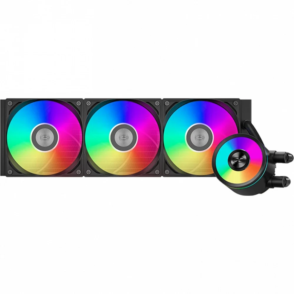 Система охлаждения/ Water Cooling System PCCooler DA360 Pro ARGB BK (300W, 360mm, Black, ARGB/ Fans: 3x120mm, 75.8CFM, 33.7dBA, 2200RPM/ Pump height 57mm, 28dBA, 3000RPM, Rad thickness 27mm/ S: 1851