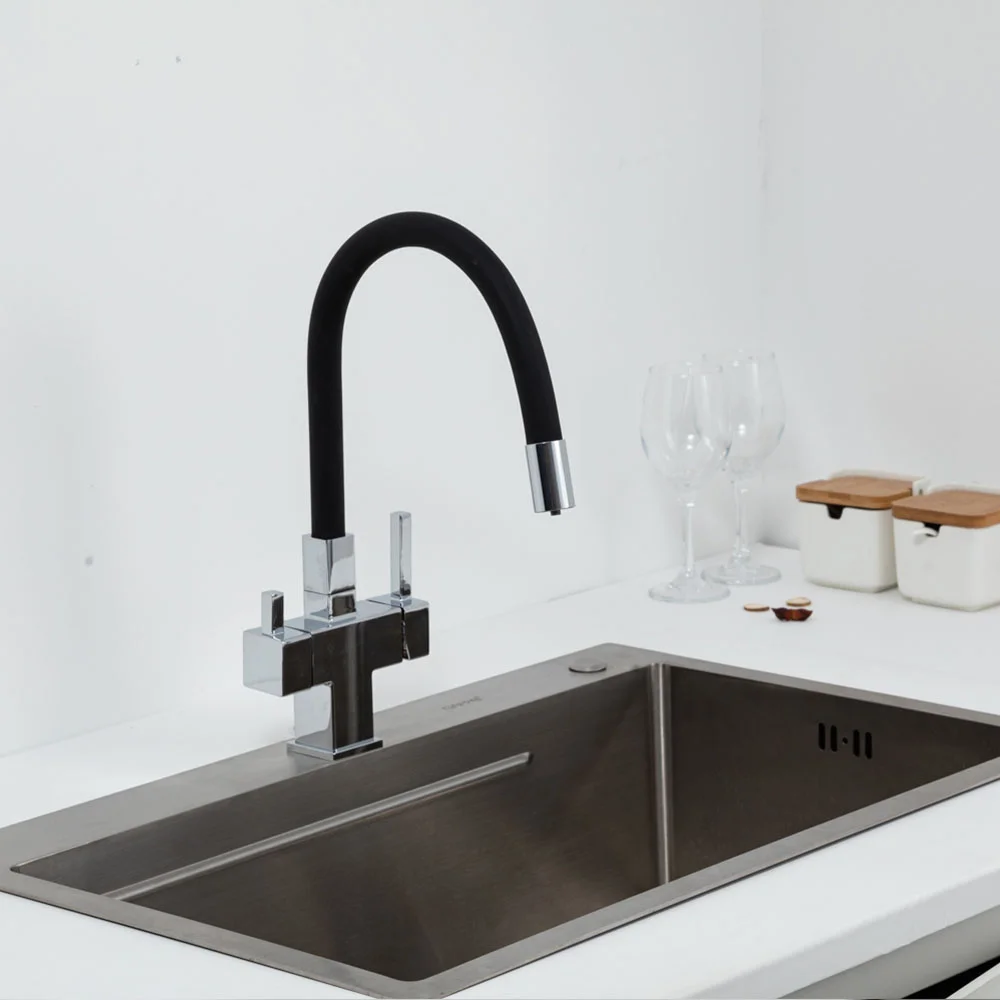 Смеситель для кухни GAPPO G4395-30 с гибким изливом и подключением фильтра, хром — Изображение 3