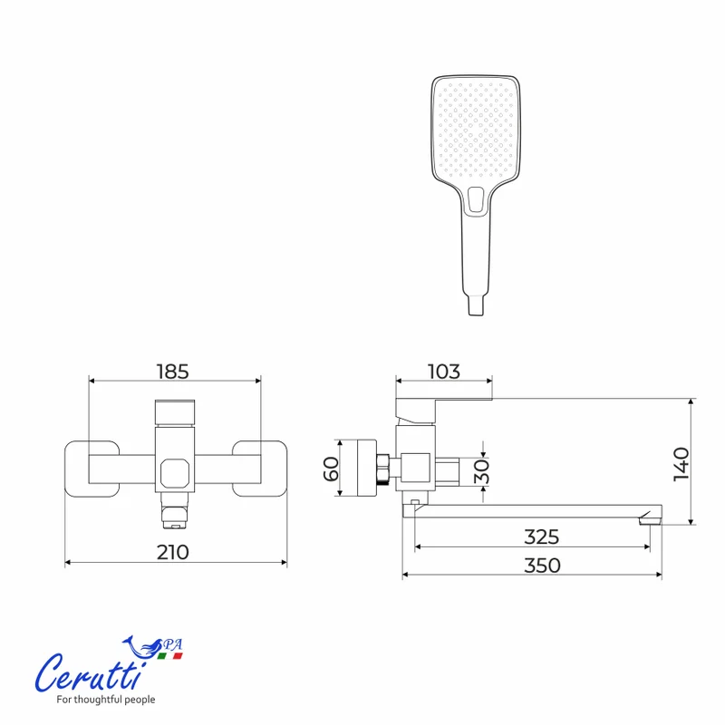 Смеситель для ванны Ceruttispa CLELIA VXLGR CT12065 из нержавеющей стали, серый матовый — Изображение 8