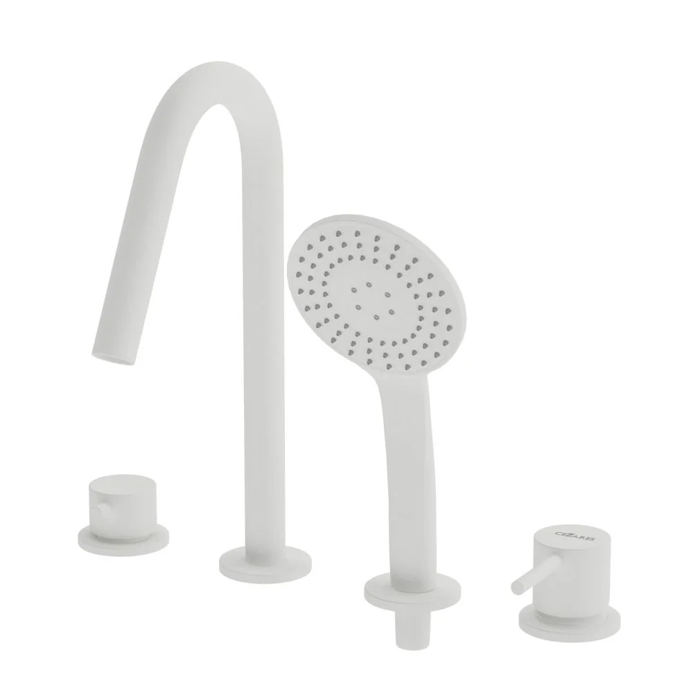 Смеситель на борт ванны CEZARES LEAF-BVDM4-L-BIO врезной, на 4 отверстия, белый матовый Смеситель на борт ванны CEZARES LEAF-BVDM4-L-BIO врезной, на 4 отверстия, белый матовый