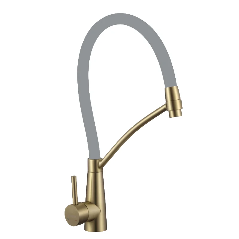 Смеситель для кухни Fmark FS8255C-04 с гибким изливом, золото матовое — Изображение 1