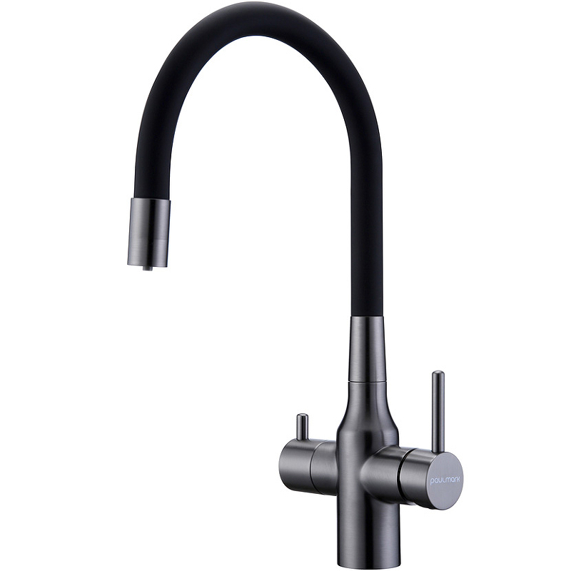 Смеситель для кухни Paulmark Salix вороненая сталь Sa213419-GM Смеситель для кухни Paulmark Salix вороненая сталь Sa213419-GM