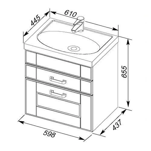 Тумба с раковиной Aquanet Рондо 60 белый (2 ящика) 00189157+00185476 Тумба с раковиной Aquanet Рондо 60 белый (2 ящика) 00189157+00185476