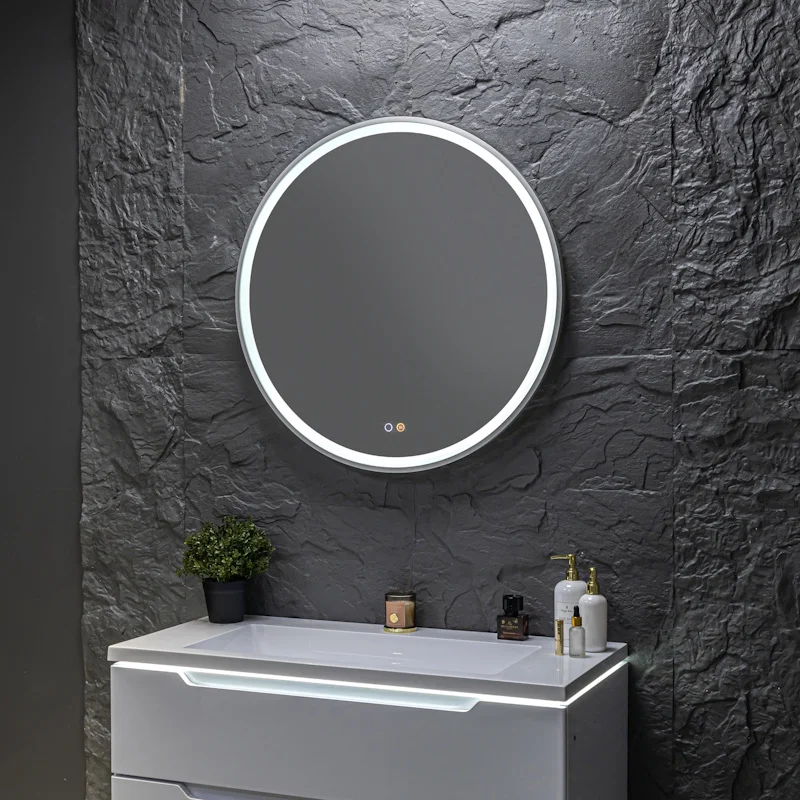 Зеркало Silver Mirrors Deluna LED-00003165 D800 алюминиевый профиль серебро подогрев сенсорный выключатель — Изображение 6