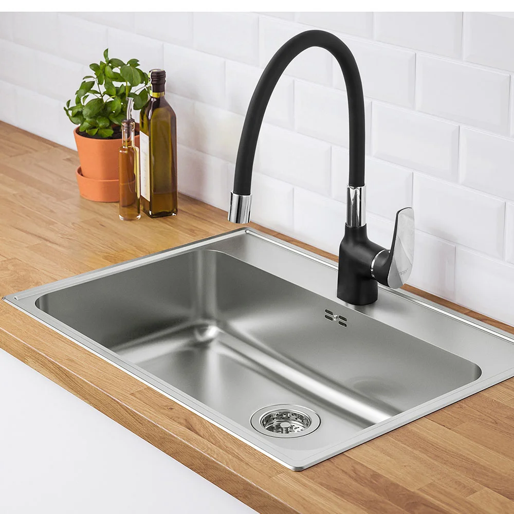 Смеситель для кухни FRAP F4453-04 с гибким изливом, черный — Изображение 3