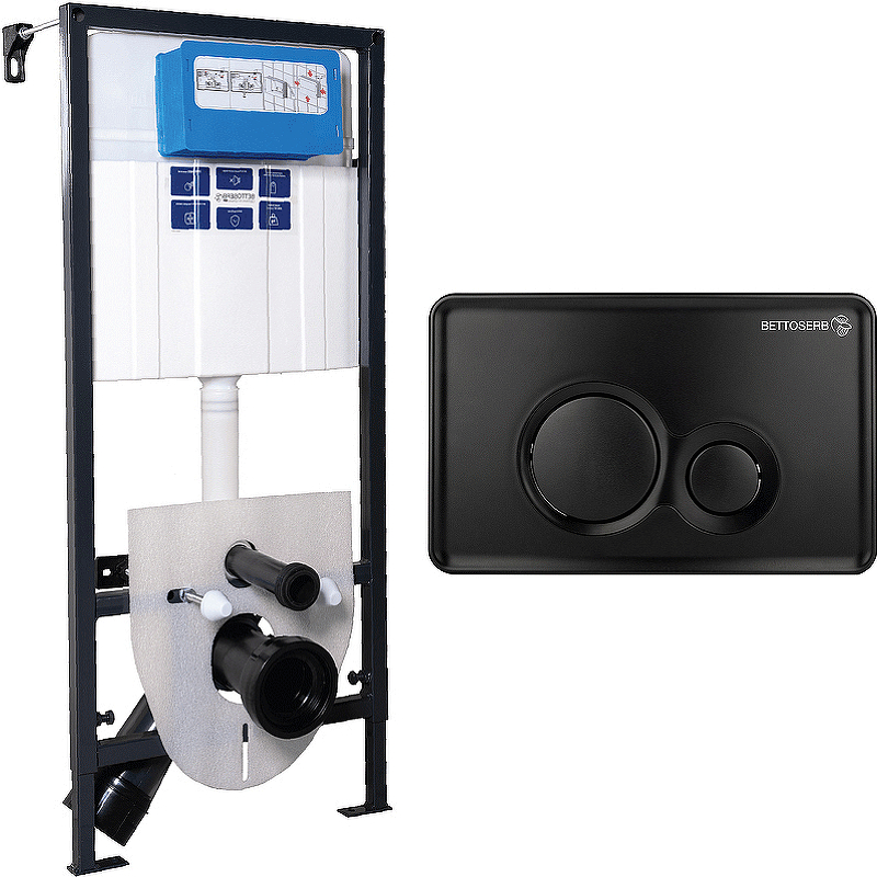 Инсталляция для унитаза BETTOSERB SAVA FIX SLIM SET40006459 с клавишей смыва TWIN черный матовый Инсталляция для унитаза BETTOSERB SAVA FIX SLIM SET40006459 с клавишей смыва TWIN черный матовый