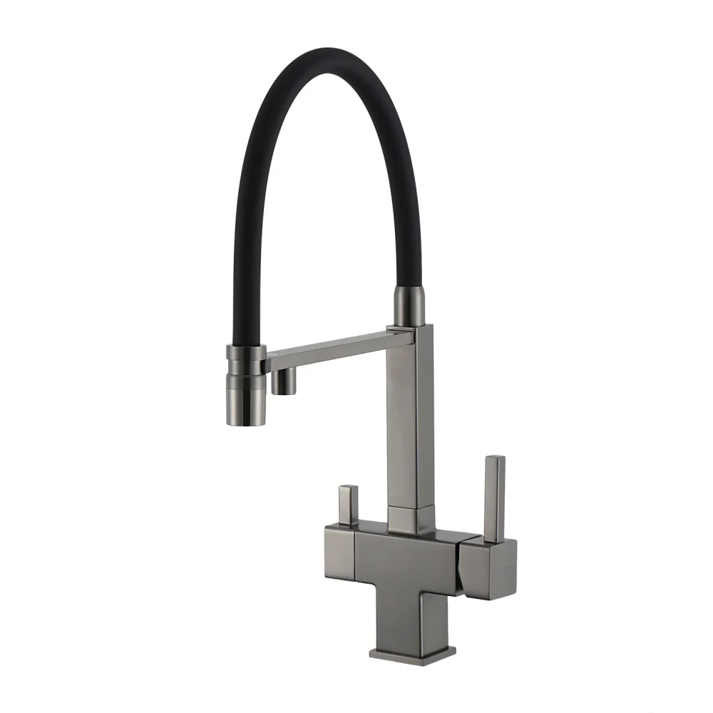Смеситель для кухни GAPPO G4395-59 с гибким изливом и подключением фильтра, оружейная сталь — Изображение 1