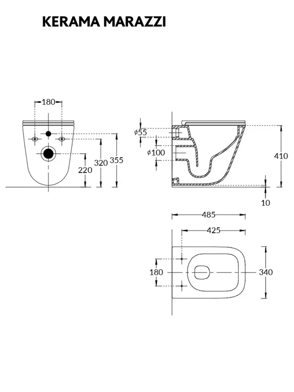 Унитаз подвесной Kerama Marazzi Cubo Tornado CU.T.wc.02 с системой смыва торнадо с крепежом и сиденьем, белый глянцевый — Изображение 17