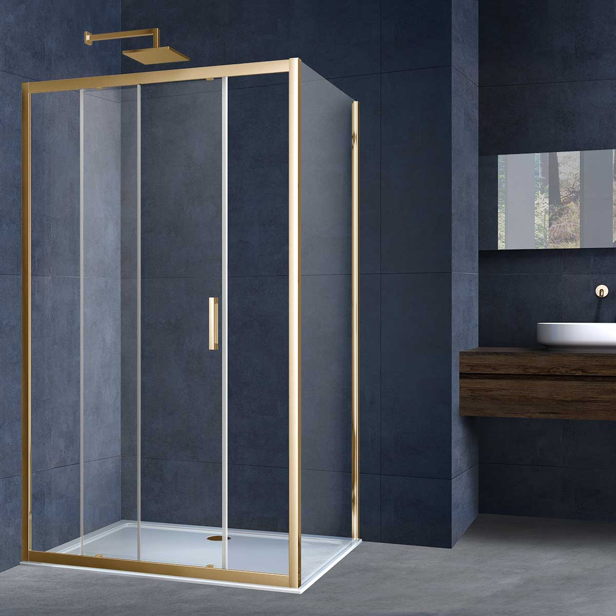 Душевой уголок Vincea Alpha VSR-3AL8012CLG, 1200x800, брашированное золото, стекло прозрачное Душевой уголок Vincea Alpha VSR-3AL8012CLG, 1200x800, брашированное золото, стекло прозрачное