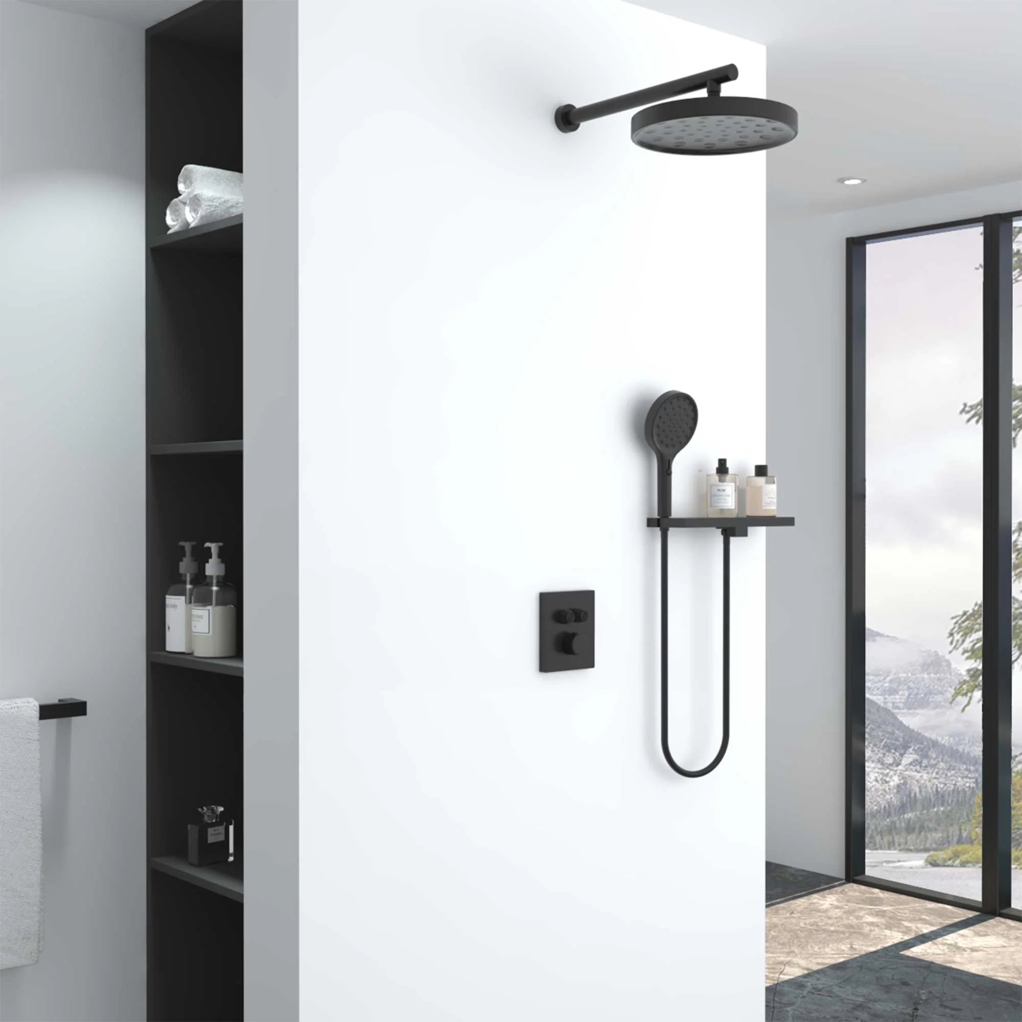 Душевая система Vincea Inspire VSFW-3I21MT2RMB встраиваемый, термостатический, двухрежимный, черный Душевая система Vincea Inspire VSFW-3I21MT2RMB встраиваемый, термостатический, двухрежимный, черный