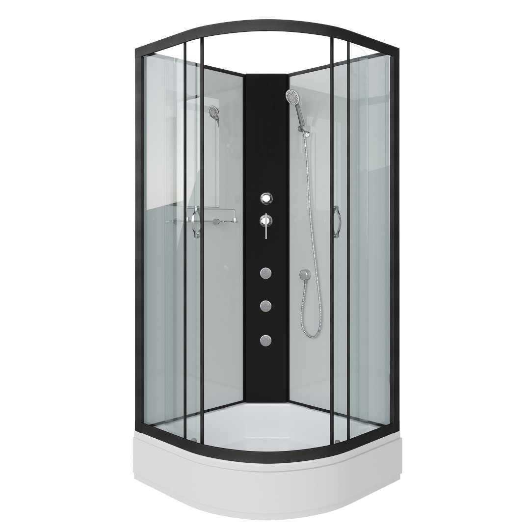 Душевая кабина Niagara Classic NG-6702-14BKG (1000х1000х2000) средний поддон (26см) стекло прозрачное черные профиля 67021414BKG Душевая кабина Niagara Classic NG-6702-14BKG (1000х1000х2000) средний поддон (26см) стекло прозрачное черные профиля 67021414BKG