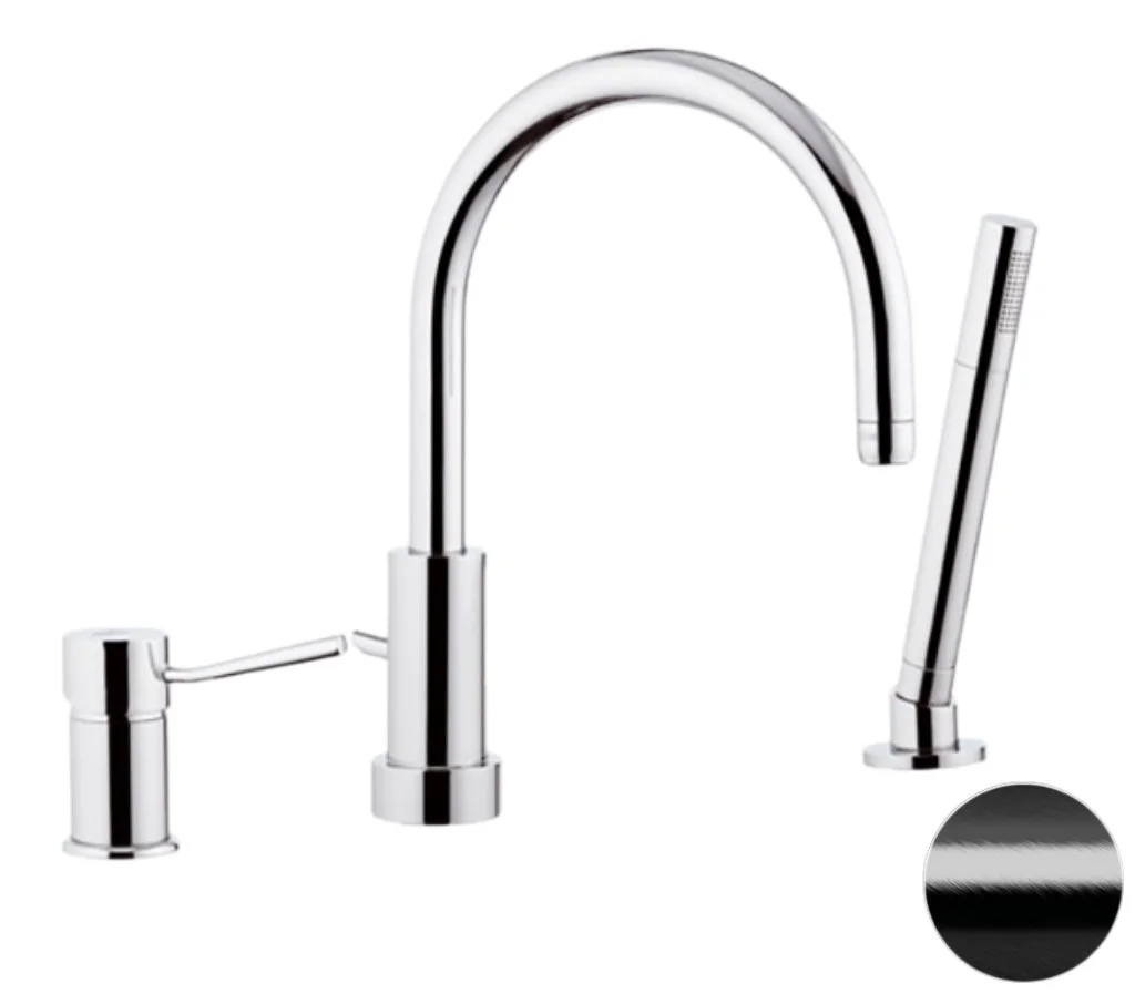 Смеситель на борт ванны Remer Minimal N072CFP, черный брашированный хром Смеситель на борт ванны Remer Minimal N072CFP, черный брашированный хром