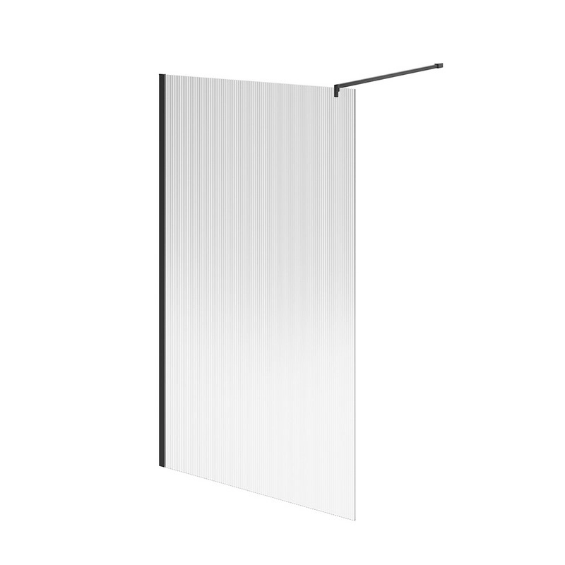 Душевая перегородка Kerama Marazzi Cristallo CT.120.WI.BLK.M с рифленым стеклом, 120х210, матовый черный — Изображение 1