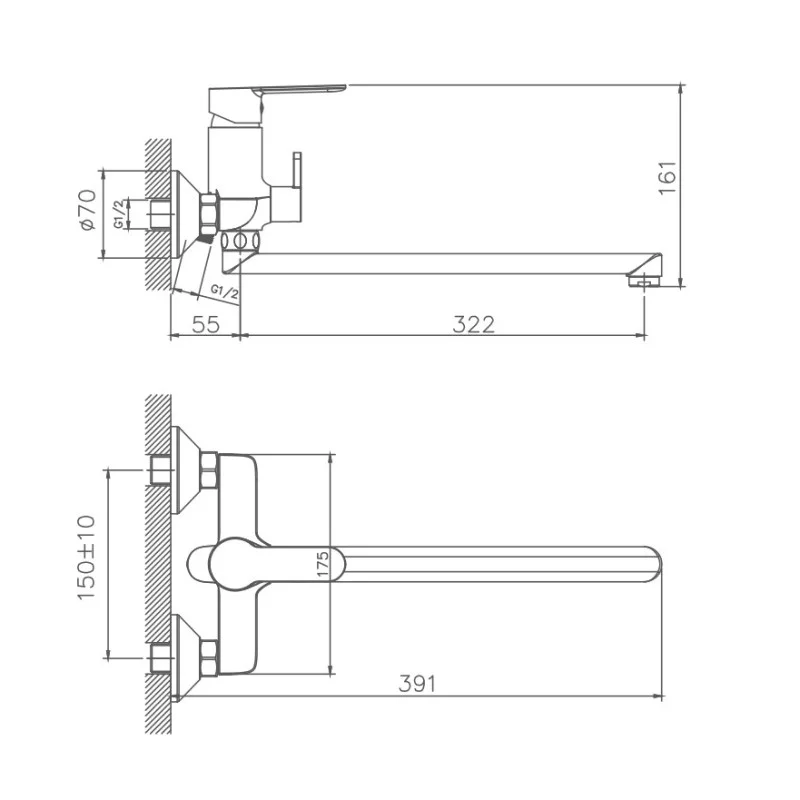 Смеситель для ванны Haiba HB22557-8 белый — Изображение 2