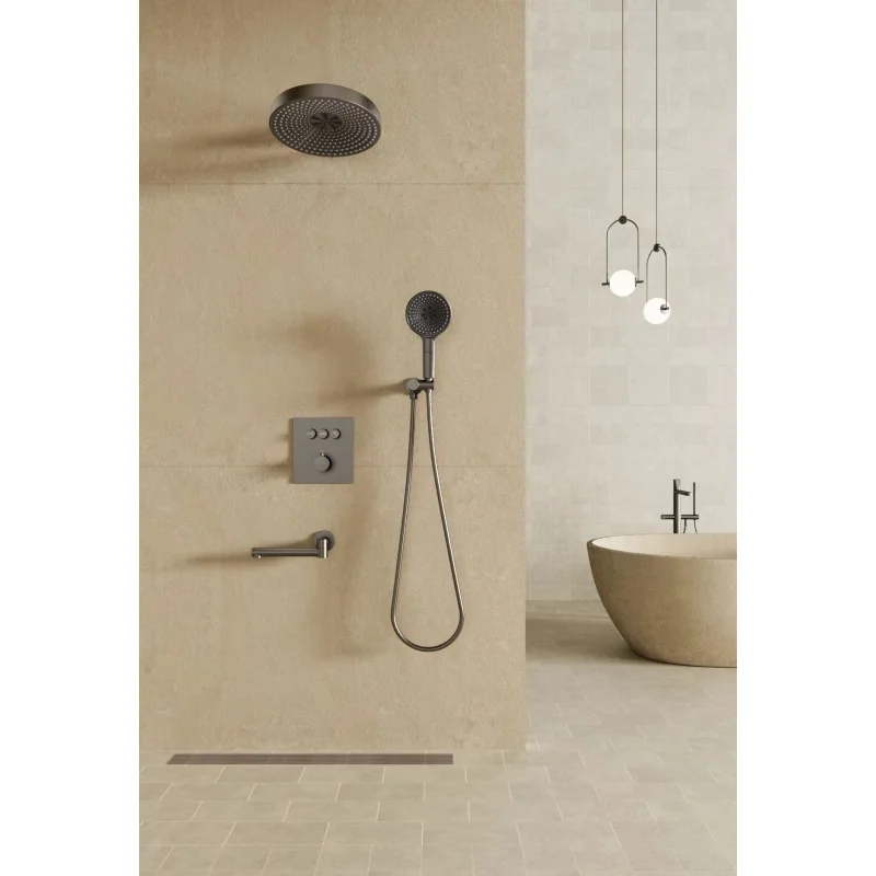 Душевая система Bronze de Luxe 1011GM встраиваемая с термостатом, графит — Изображение 5