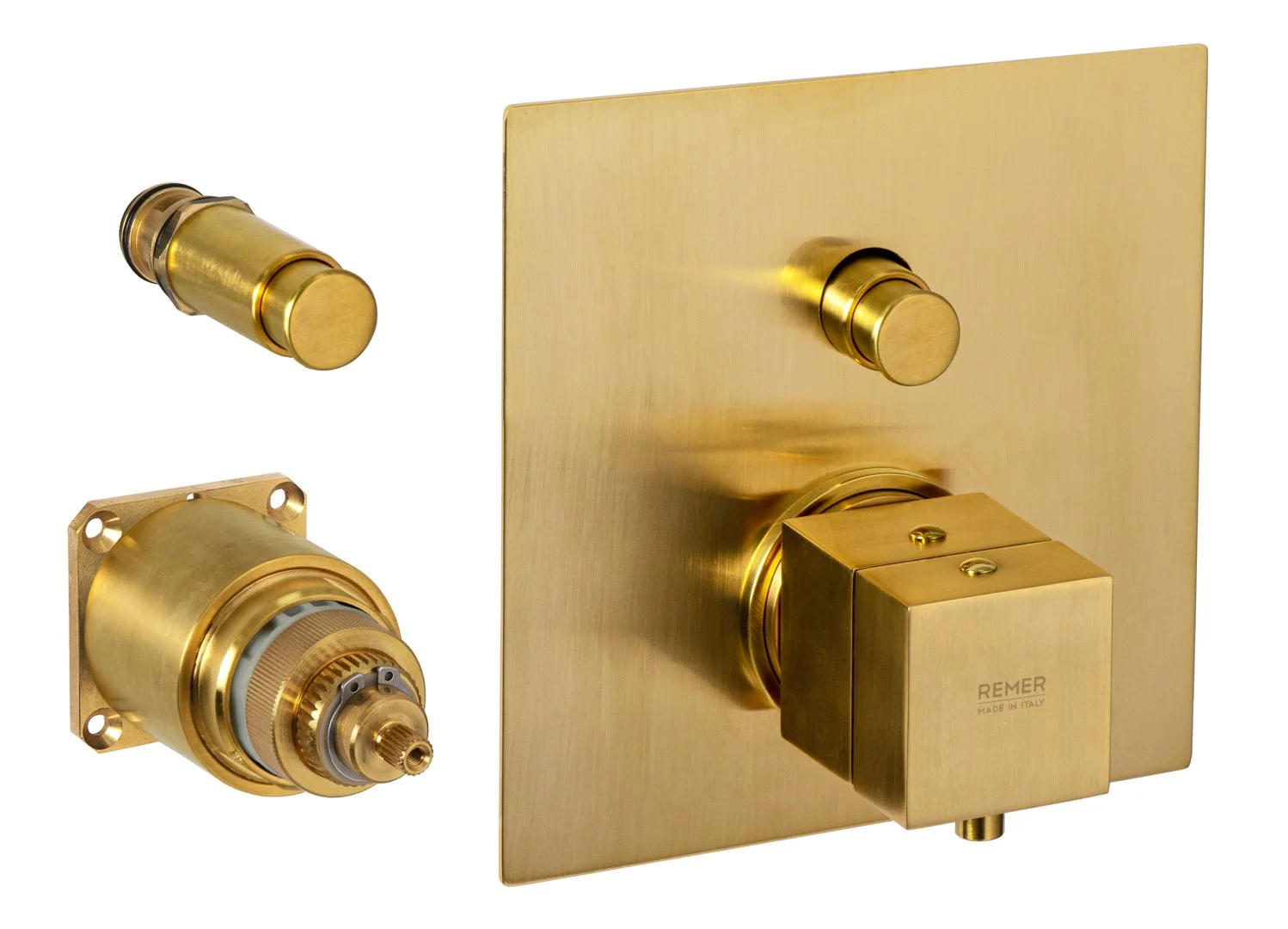 Смеситель для душа Remer Q-Elegance QT09KBBG термостатический, золото брашированное Смеситель для душа Remer Q-Elegance QT09KBBG термостатический, золото брашированное