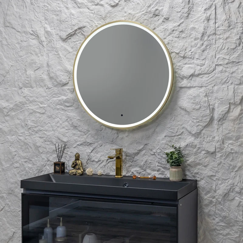 Зеркало Silver Mirrors Deluna LED-00003142 D800 алюминиевый профиль золото бесконтактный сенсор — Изображение 1