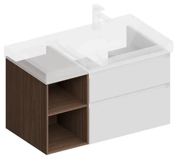 Тумба под раковину Kerama Marazzi CUB.90.2Rh\WHTM.N подвесная Cubo правая с ящиками 90, белая матовая-древесная — Изображение 1