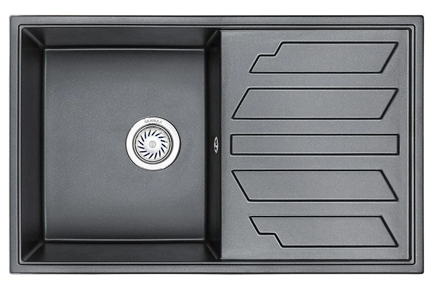 Кухонная мойка Granula 8002, ШВАРЦ (чёрный металлик), кварц 790х500 Кухонная мойка Granula 8002, ШВАРЦ (чёрный металлик), кварц 790х500