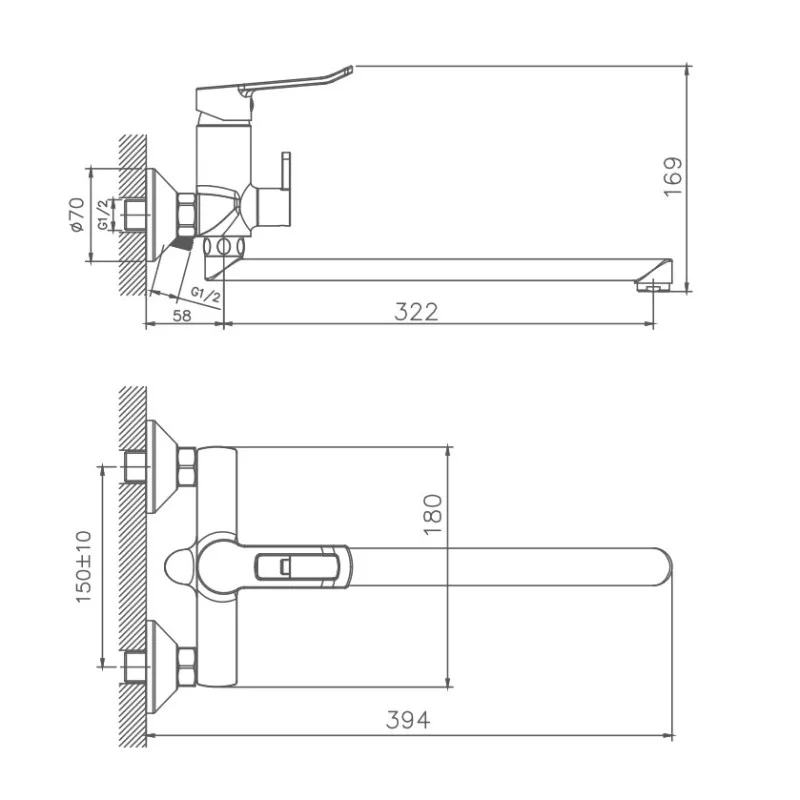 Смеситель для ванны Haiba HB22556 хром — Изображение 2