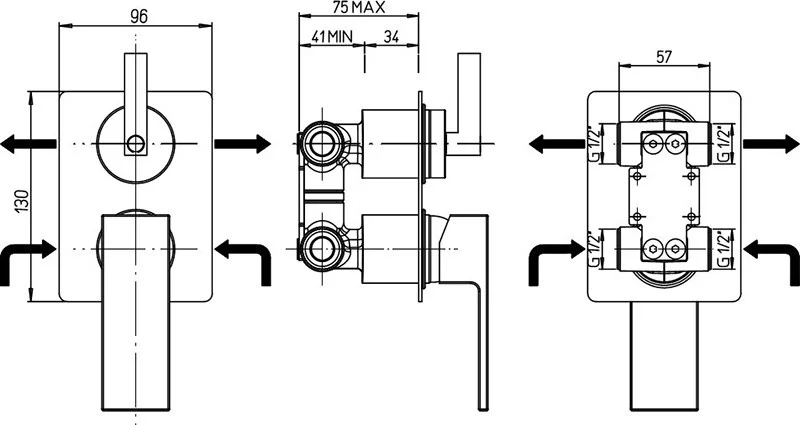 Смеситель для ванны Paini Dax-R-Dax 84CR691R встраиваемый Смеситель для ванны Paini Dax-R-Dax 84CR691R встраиваемый