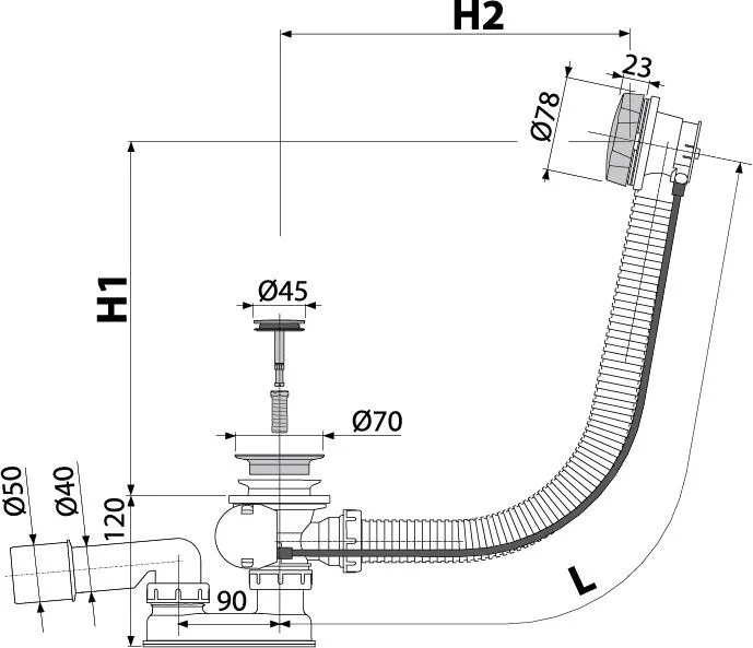 Слив-перелив AlcaPlast A55ANTIC-80 удлиненный бронза Слив-перелив AlcaPlast A55ANTIC-80 удлиненный бронза