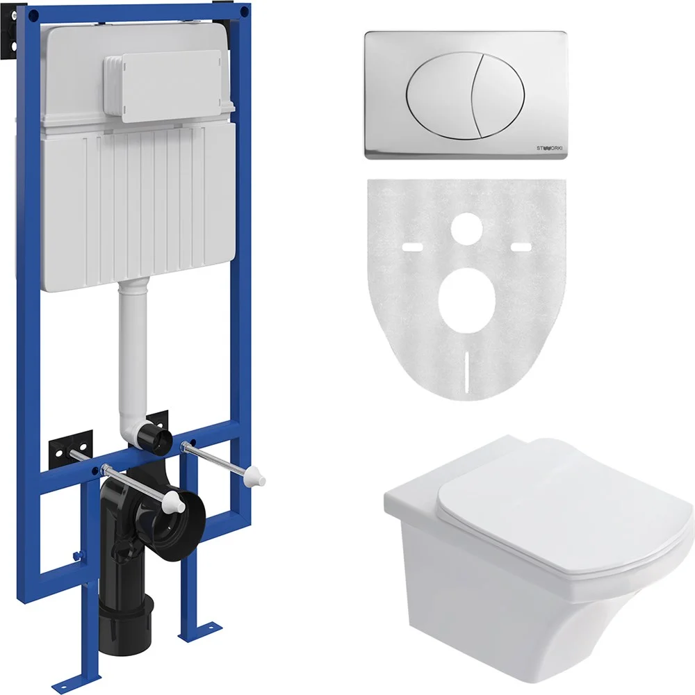 Комплект Унитаз подвесной STWORKI Хальмстад SETK2804-0606-001-1-6000 с микролифтом + Система инсталл 561307 Комплект Унитаз подвесной STWORKI Хальмстад SETK2804-0606-001-1-6000 с микролифтом + Система инсталл 561307