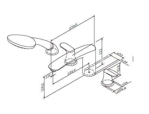 Смеситель на борт ванны AM.PM Like F8001300 Смеситель на борт ванны AM.PM Like F8001300