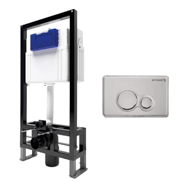 Инсталляция для унитаза BETTOSERB SAVA FREE STANDING SFS40006465 с клавишей смыва DUO хром/хром матовый Инсталляция для унитаза BETTOSERB SAVA FREE STANDING SFS40006465 с клавишей смыва DUO хром/хром матовый