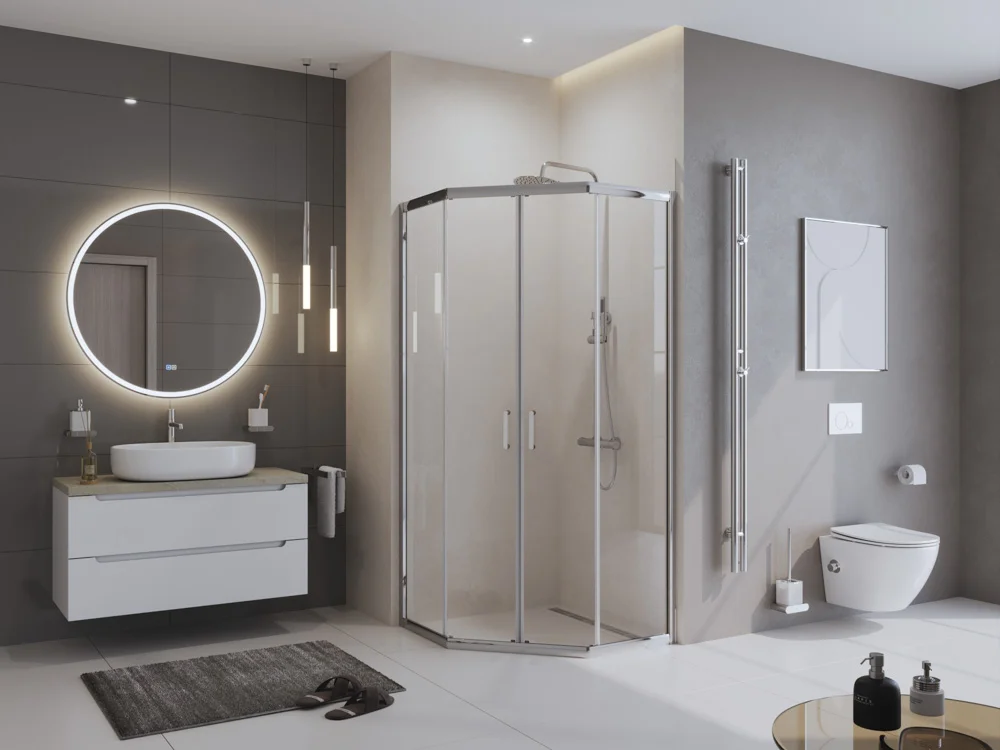 Душевой уголок BelBagno UNO-195-P-2-100-C-Cr 1000x1000 мм — Изображение 2