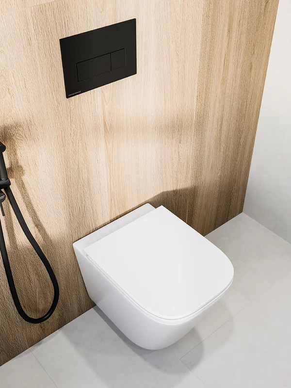 Унитаз подвесной Kerama Marazzi Cubo Tornado CU.T.wc.02 с системой смыва торнадо с крепежом и сиденьем, белый глянцевый — Изображение 12