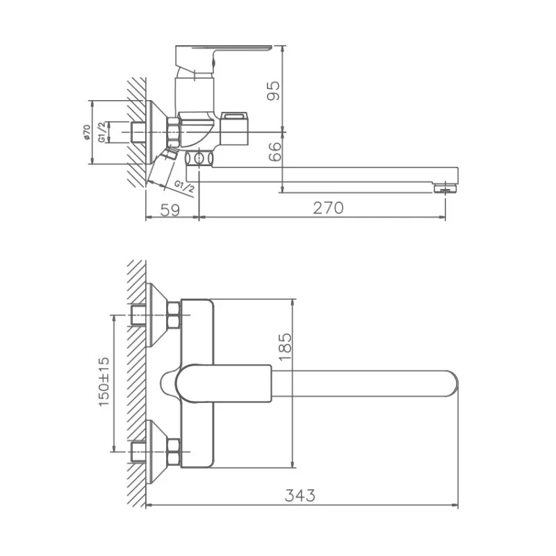 Смеситель для ванны Haiba HB22505-3 пепельный — Изображение 2