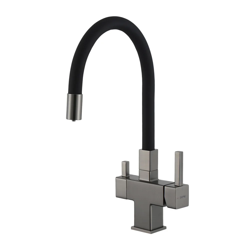 Смеситель для кухни GAPPO G4395-39 с гибким изливом и подключением фильтра, оружейная сталь — Изображение 1