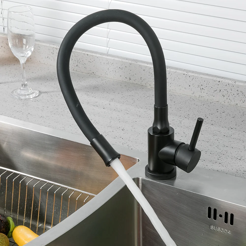 Смеситель для кухни FRAP F40994-6 с гибким изливом, черный — Изображение 6