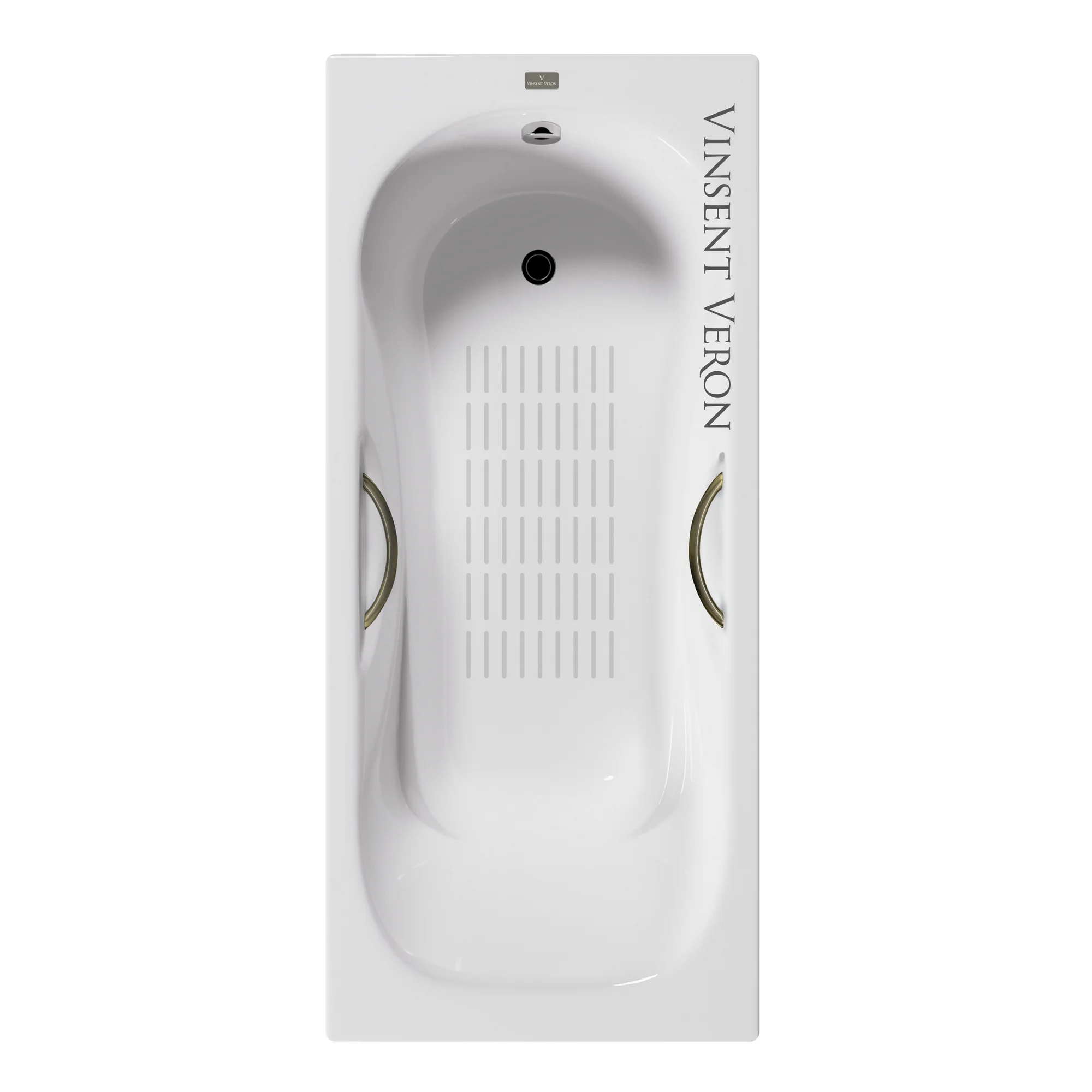 Ванна чугунная Vinsent Veron Aura 150x75x42 VAU1507542H/VH0015BR-AS с бронзовыми ручками и антискользящим покрытием Ванна чугунная Vinsent Veron Aura 150x75x42 VAU1507542H/VH0015BR-AS с бронзовыми ручками и антискользящим покрытием