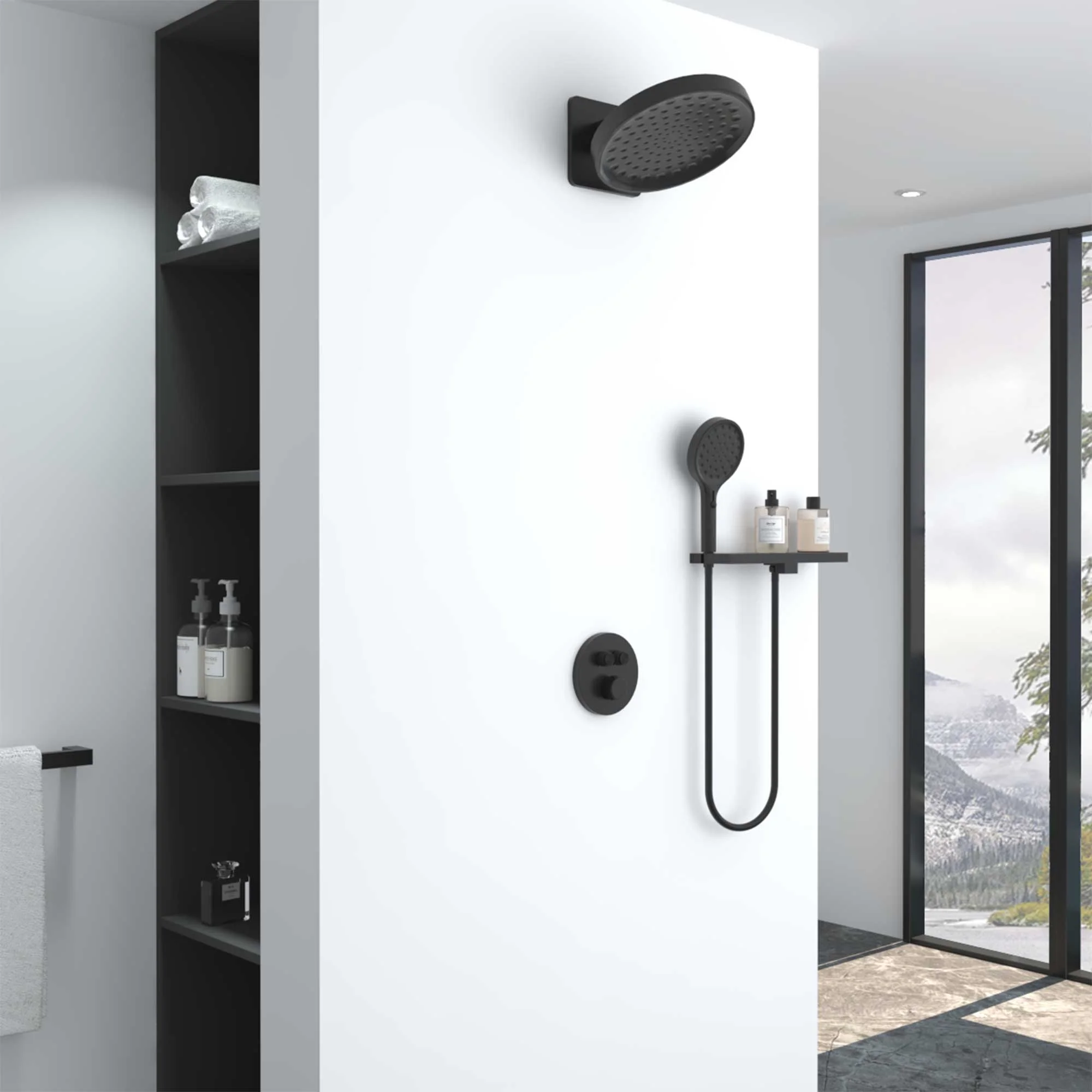 Душевая система Vincea Inspire VSFW-3I22MT3RMB встраиваемый, термостатический, двухрежимный, черный Душевая система Vincea Inspire VSFW-3I22MT3RMB встраиваемый, термостатический, двухрежимный, черный