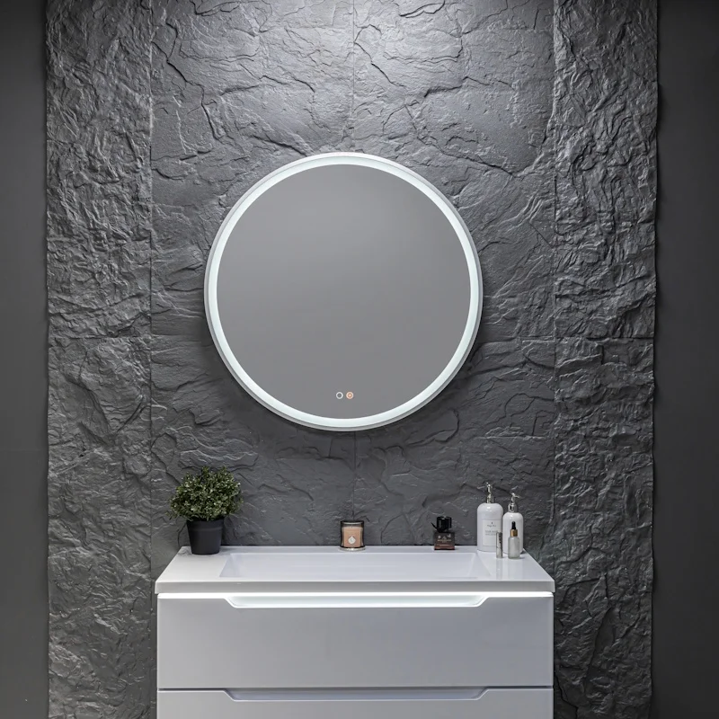 Зеркало Silver Mirrors Deluna LED-00003165 D800 алюминиевый профиль серебро подогрев сенсорный выключатель — Изображение 1